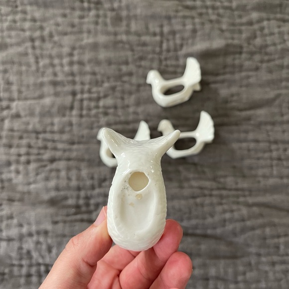 Vintage Shafford Design DOVE Porcelain Napkin Rings (Set of 4) bone white birds - Picture 6 of 11
